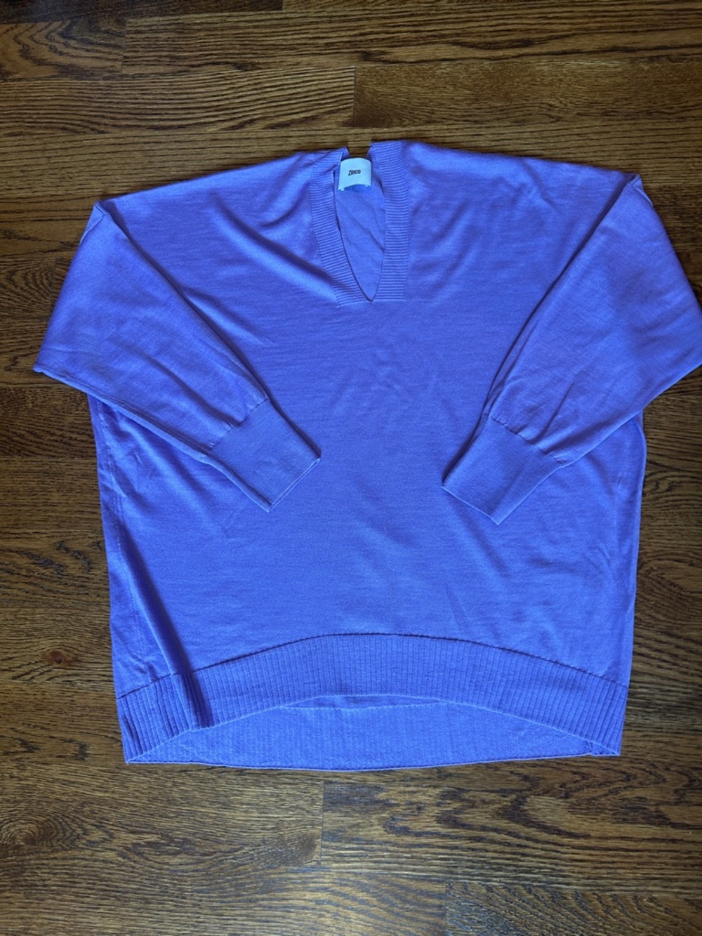 Zinco Italian Cashmere wool silk Blend purple V Neck Sweater M